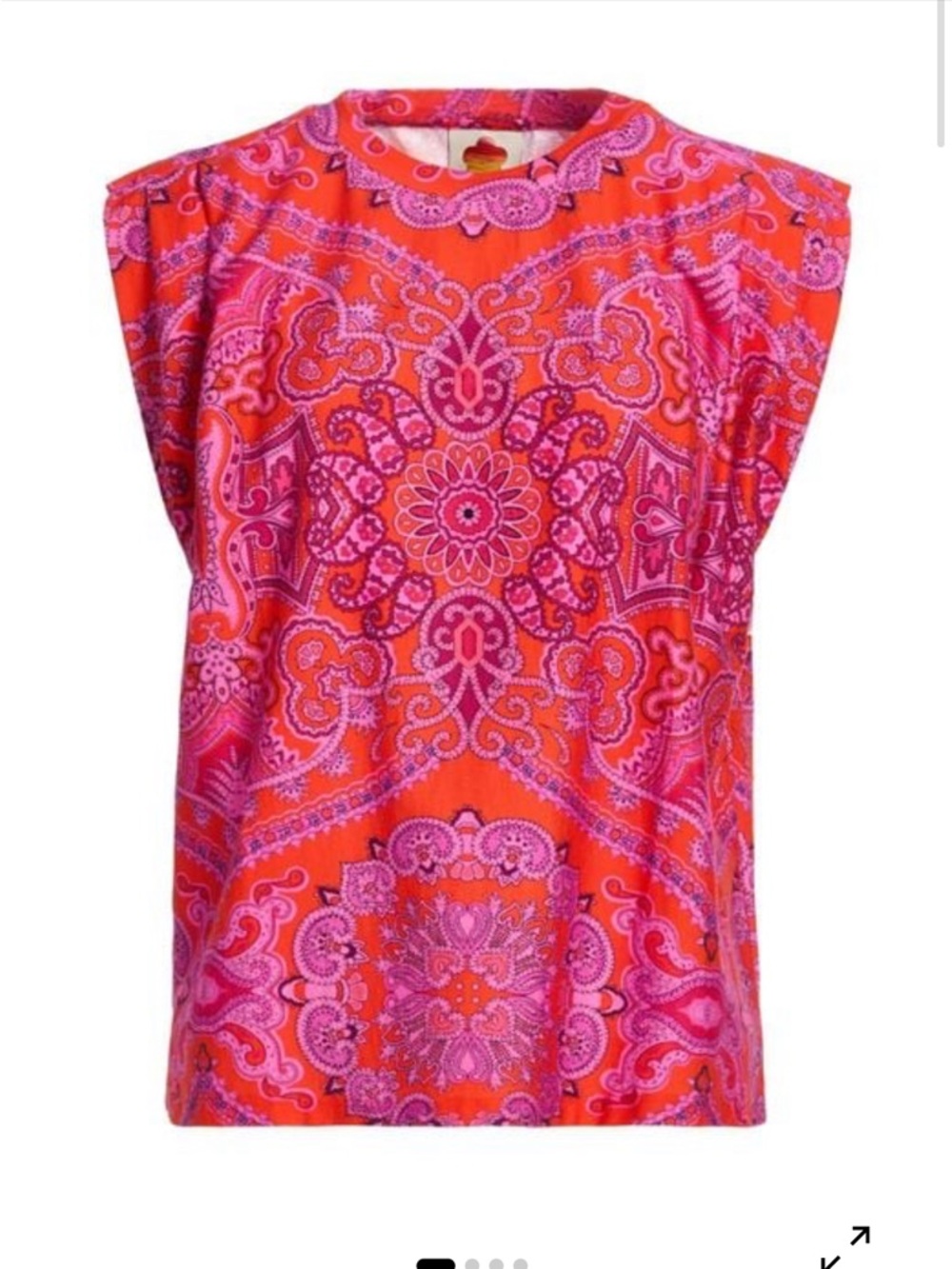 NWT Farm Rio Vibrant Red and Pink Paisley Top